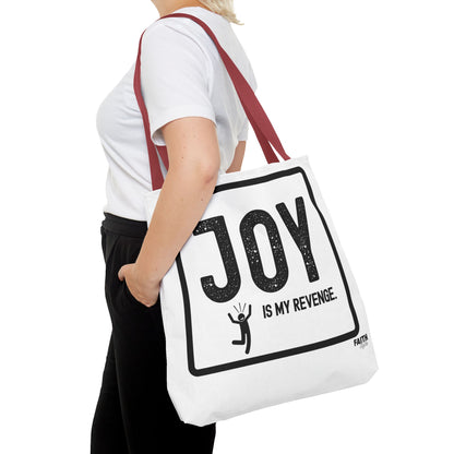 FaithStyles Joy Is My Revenge Tote Bag — Inspirational Graphic Canvas Tote