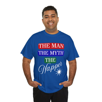 The Man, The Myth, The Napper Tee - Funny Unisex Cotton T-Shirt, Gift for Nap Lovers, Humor Apparel, Relaxation Shirt, Fun Sleepwear