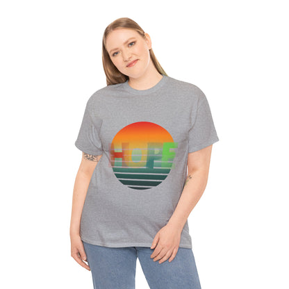 "HOPE" Sunset Vibes Unisex Cotton Tee, Summer T-Shirt, Gift for Him/Her, Casual Wear, Beach Day Outfit, Eco-Friendly Fashion