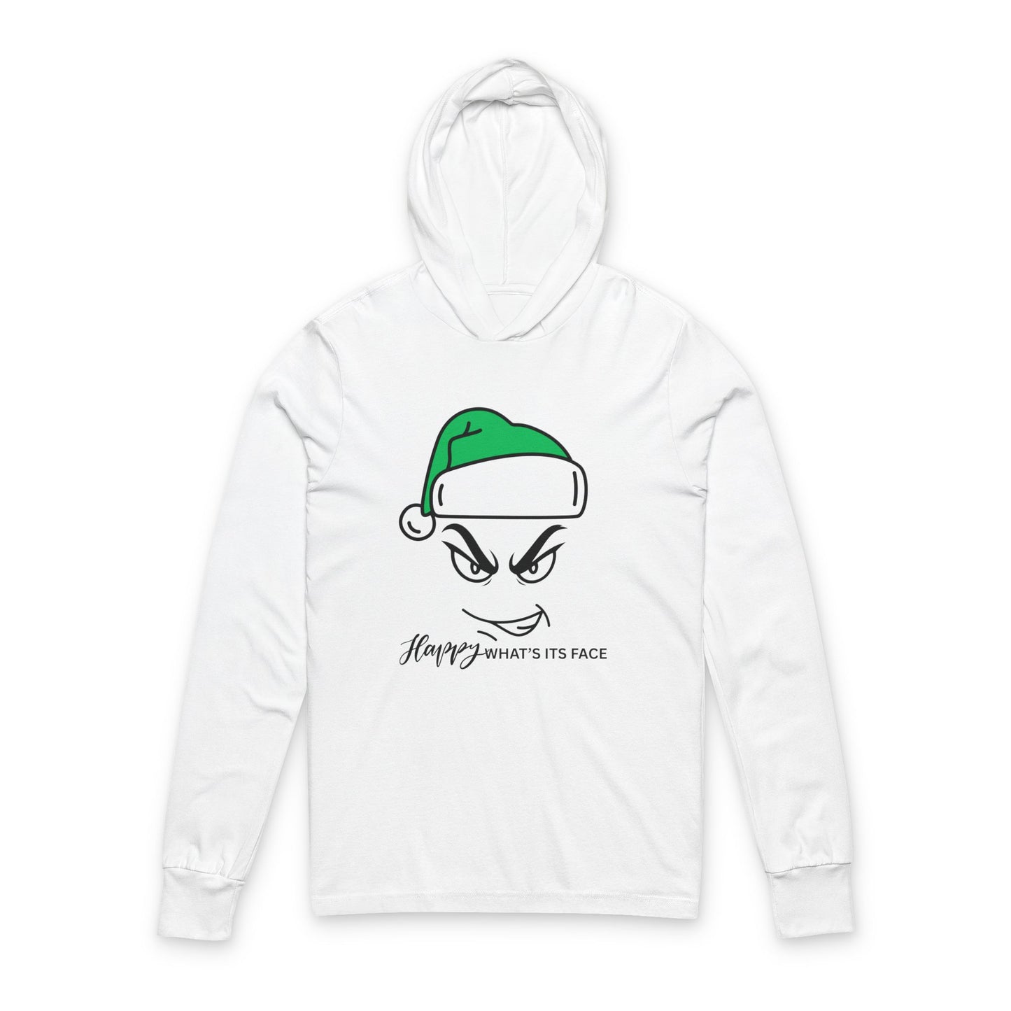 Mean Face Santa Hoodie Tee — "Happy? What's Its Face" Holiday Hooded Long Sleeve