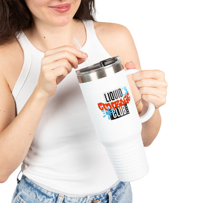 Liquid Courage Insulated Travel Mug | 40oz Travel Cup, Unique Camping Gift, Motivational Coffee Cup, Adventure Drinkware, Outdoor Mug