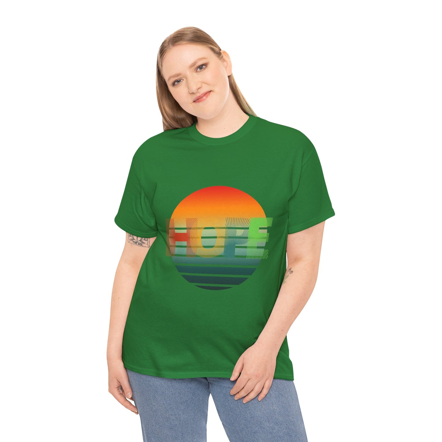 "HOPE" Sunset Vibes Unisex Cotton Tee, Summer T-Shirt, Gift for Him/Her, Casual Wear, Beach Day Outfit, Eco-Friendly Fashion