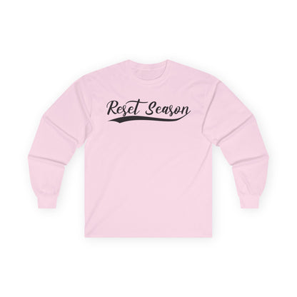 Long Sleeve Tee — "Reset Season" Script Graphic