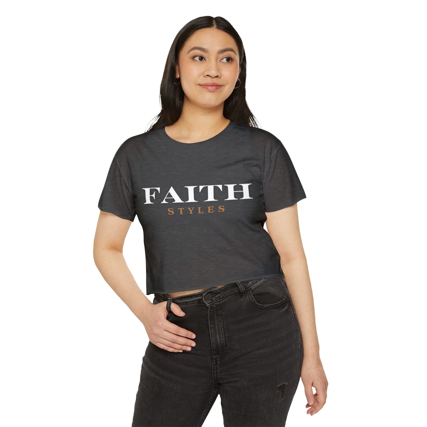 Women's Festival Crop Top - Faith Styles, Casual Summer Top, Music Festival Apparel, Boho Chic Tee, Everyday Wear