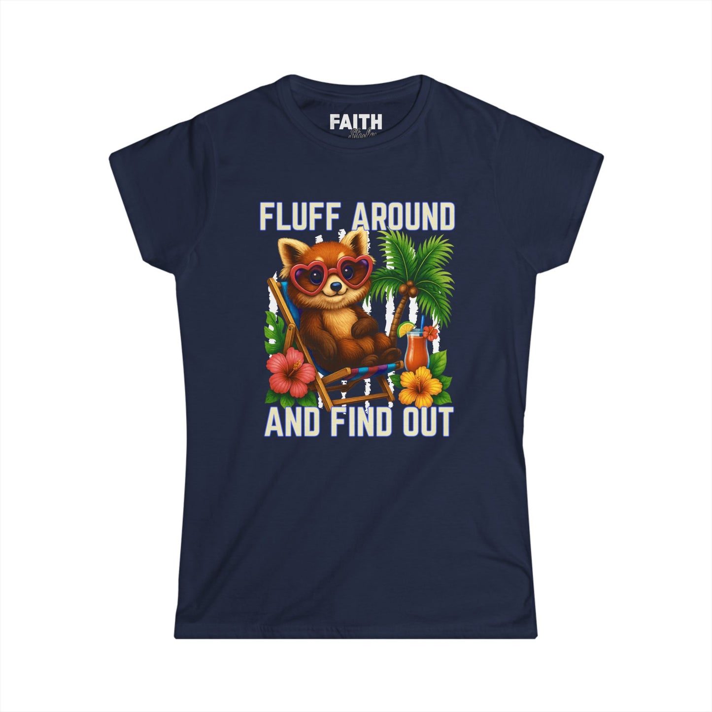 Charming Cat Themed Women's Softstyle Tee | Summer Vibes T-Shirt, Cute Cat Top, Beachy Fun Shirt, Gift for Cat Lovers, Relaxed Wear