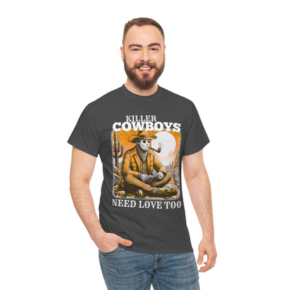 Killer Cowboys Graphic Tee, Unisex Heavy Cotton T-Shirt for Casual Wear, Cowboy Lover Gift, Western Occasion Apparel