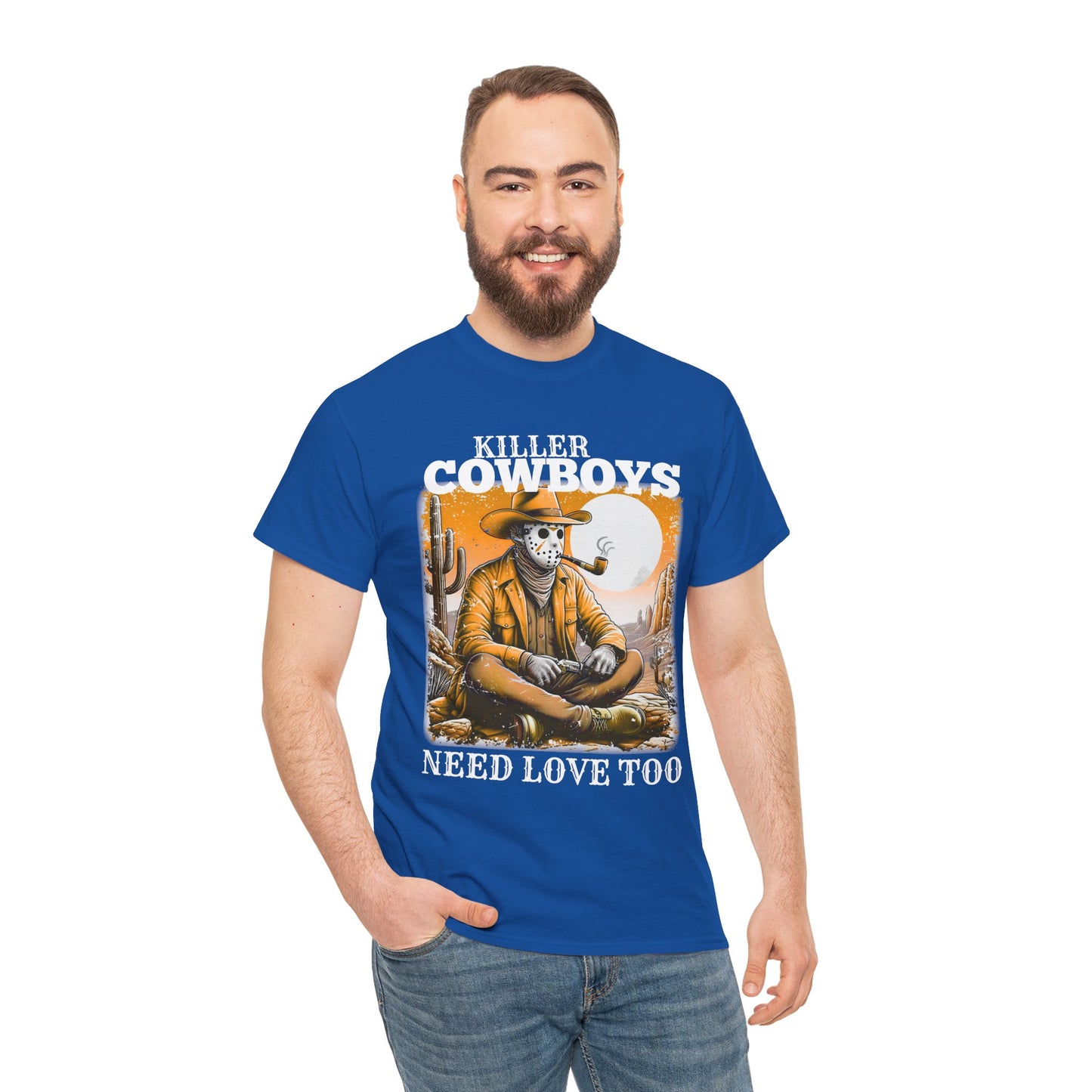 Killer Cowboys Graphic Tee, Unisex Heavy Cotton T-Shirt for Casual Wear, Cowboy Lover Gift, Western Occasion Apparel