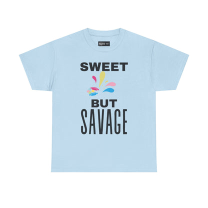 Sweet but Savage Grandma Cotton Tee | Fun Gift for Trendsetters, Everyday Wear, Birthday Party, and Casual Outings