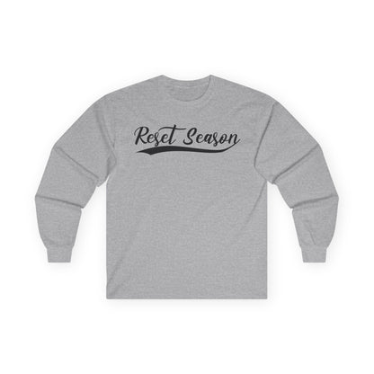 Long Sleeve Tee — "Reset Season" Script Graphic