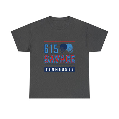 615 Savage Tennessee Male Heavy Cotton Tee - Casual Wear, Sports Fan Apparel, Gift for Him/Her, Tennessee Pride Shirt, Everyday Comfort