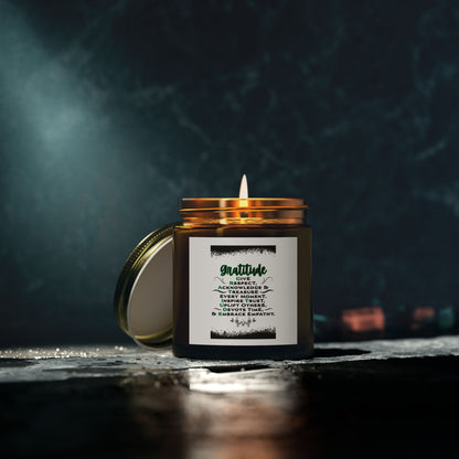 "GRATITUDE" Scented Candles, Coconut Apricot Wax (4oz, 9oz)