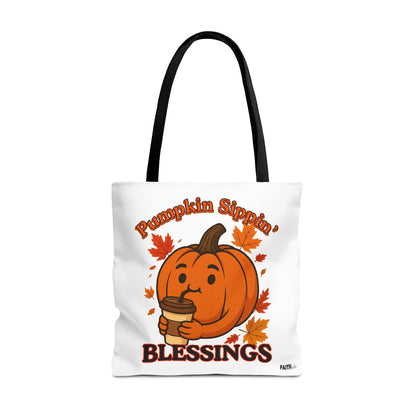 FaithStyles Autumn Pumpkin Blessings Tote Bag | Fall Bag, Cute Tote, Gift for Her, Thanksgiving, Coffee Lovers, Halloween Decor