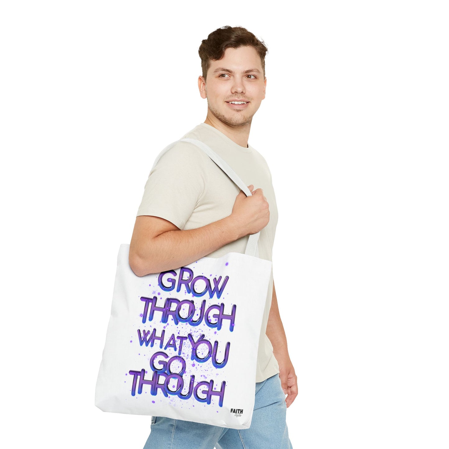 FaithStyles Tote — "Grow Through What You Go Through" Inspirational Quote Bag