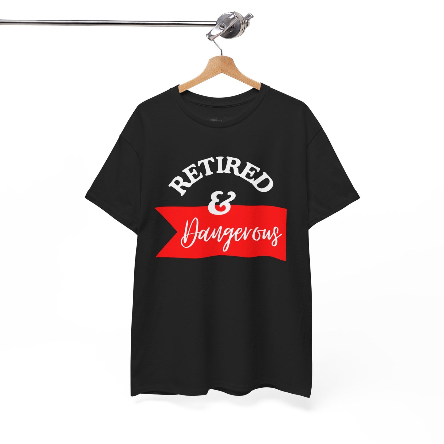 Retired & Dangerous Unisex Heavy Cotton Tee, Funny Retirement Shirt, Gift for Retirees, Casual Wear, Humorous Retirement Tees