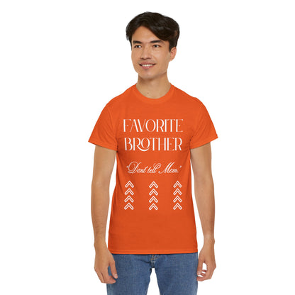 Favorite Brother Unisex Heavy Cotton Tee - Perfect Gift for Siblings, Casual Wear, Birthday, Family Reunion, Everyday Comfort