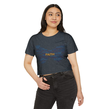 Women's Festival Crop Top with Faith Design, Boho Style Tee, Summer Festival Top, Inspirational Apparel, Gift for Her