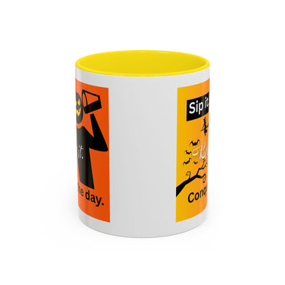 Halloween-Themed Coffee Mug, Sip It Believe It Conquer the Day, Fall Decor, Gift for Pumpkin Lovers, Autumn Kitchenware