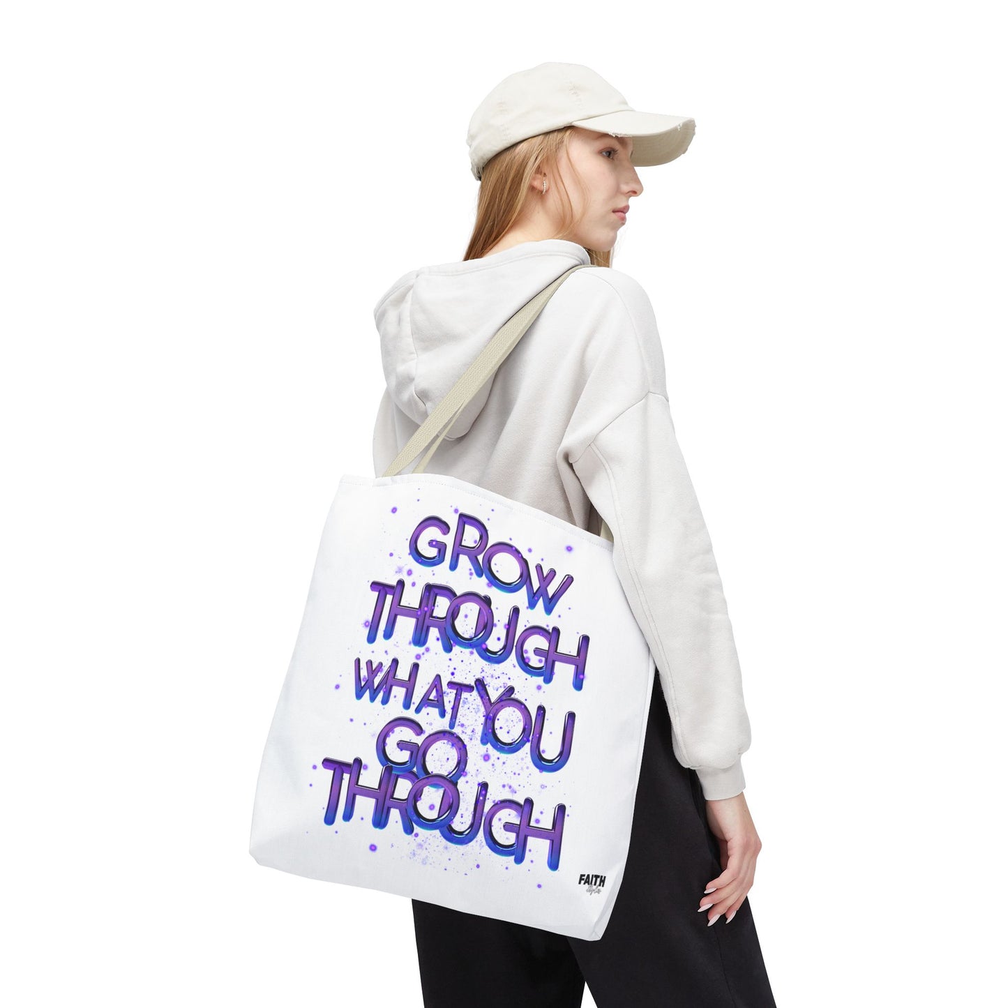 FaithStyles Tote — "Grow Through What You Go Through" Inspirational Quote Bag