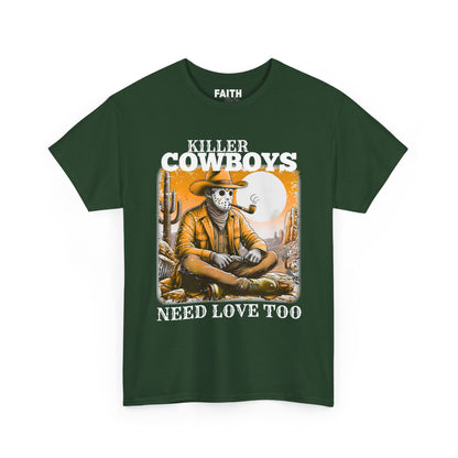 Killer Cowboys Graphic Tee, Unisex Heavy Cotton T-Shirt for Casual Wear, Cowboy Lover Gift, Western Occasion Apparel