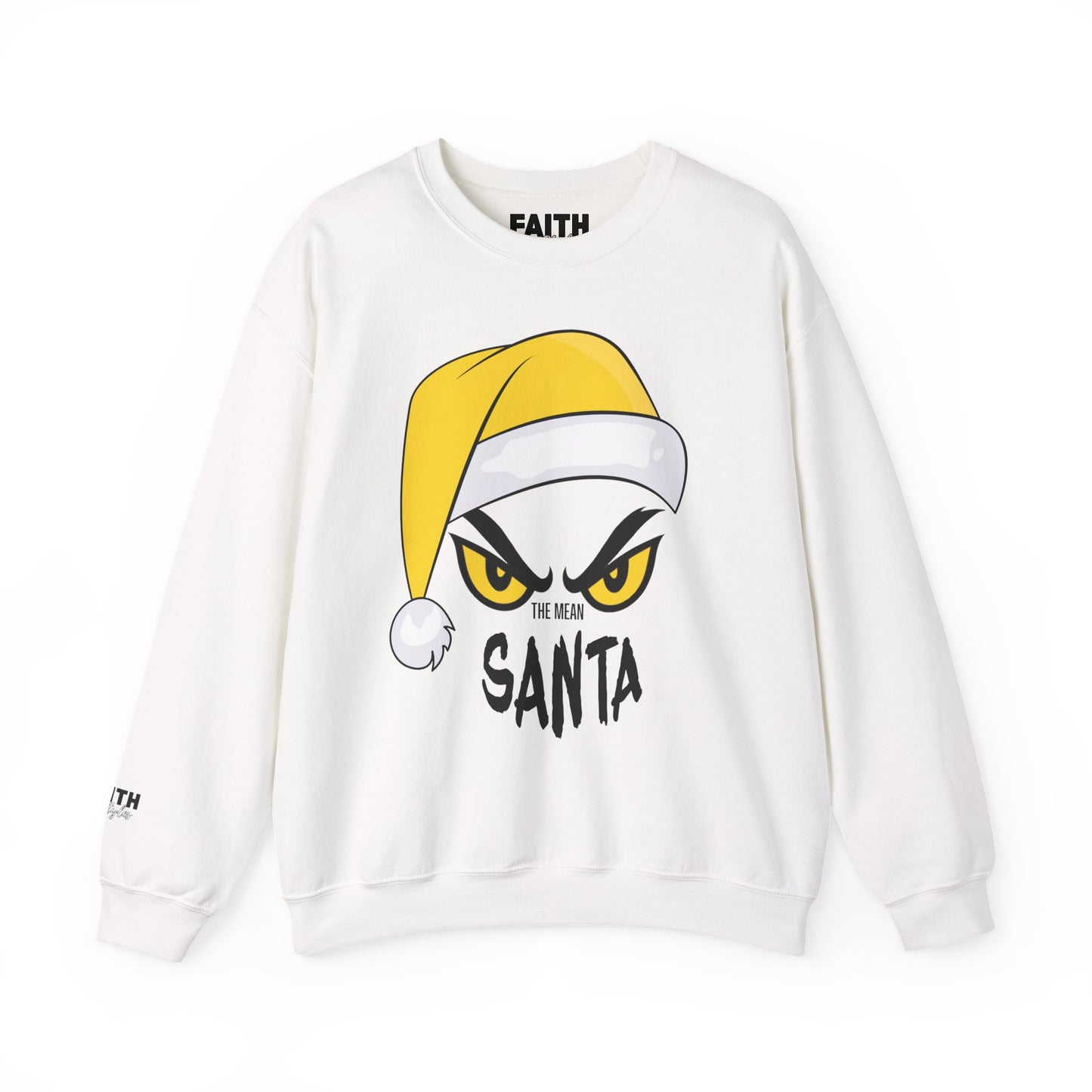 The Mean SANTA Sweatshirt -  Holiday Crewneck - Yellow