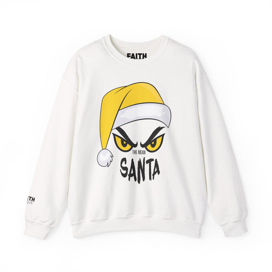 The Mean SANTA Sweatshirt -  Holiday Crewneck - Yellow