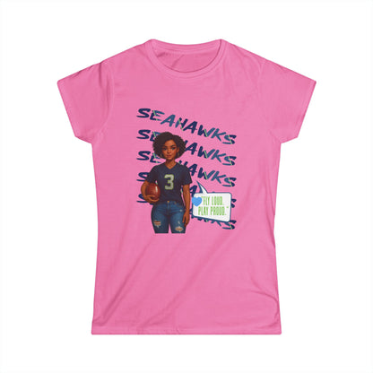 Women’s Football Fan Tee – Sporty Comfort, Seahawks Style, Perfect for Game Day, Casual Wear, Sports Enthusiasts, Gift Idea