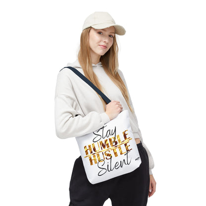 FaithStyles Stay Humble Hustle Silent Tote Bag — Motivational Leopard Print Canvas Tote