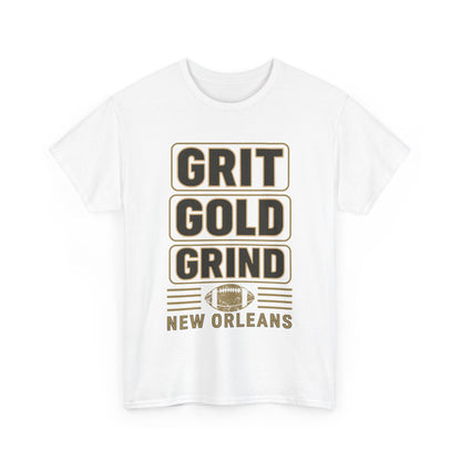 Grit Gold Grind Tee - Male Heavy Cotton Shirt for New Orleans Fans, [...]