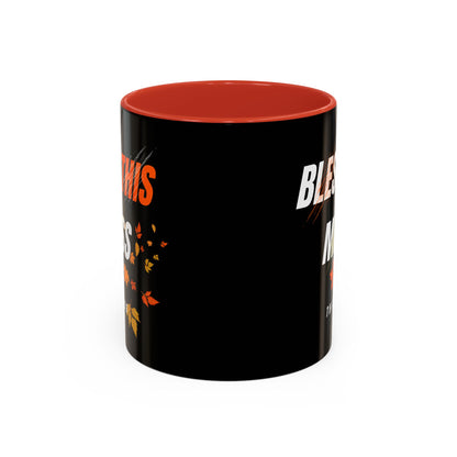 Bless This Mess Coffee Mug, Autumn Mug, Funny Mug Gift, Black Ceramic Mug, Fall Coffee Cup
