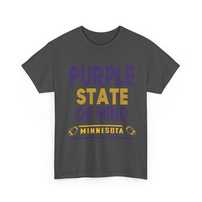Purple State of Mind Male Cotton Tee, Comfortable Casual Wear, Gift for Minnesota Lovers, Birthday, College Apparel