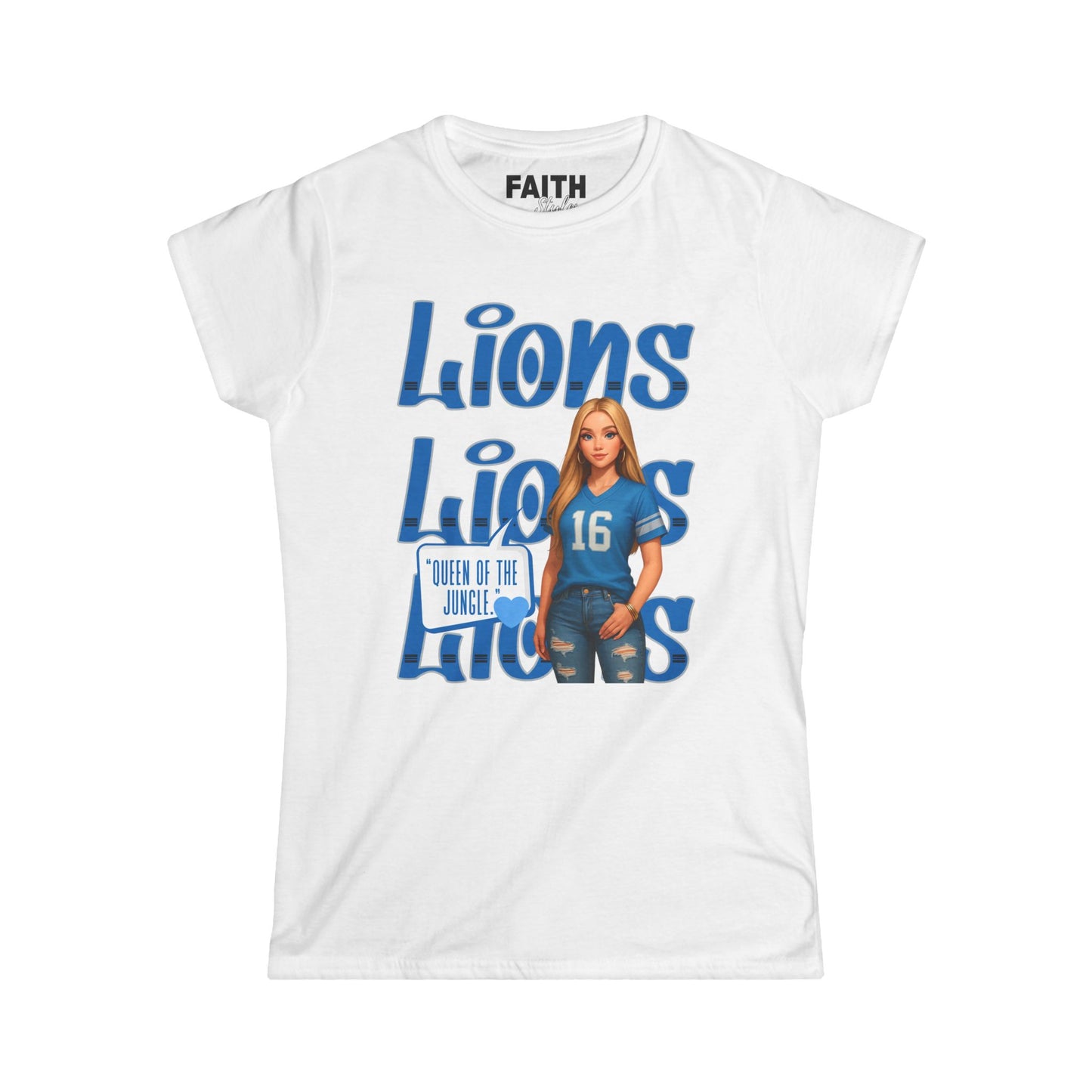 Lions Queen Women's Tee, Casual Fan Shirt, Women's Graphic Top, Gift for Sports Lovers, Birthday Present