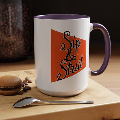 Accent Coffee Mug (11, 15oz) - Sip & Strut Design, Perfect Gift for Coffee Lovers, Home Office Decor, Unique Holiday Present, Ceramic [...]