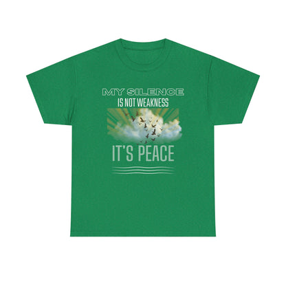 Male Heavy Cotton Tee - "My Silence is Not Weakness, It's Peace" - Inspirational Gift for Mindfulness, Self-Care, and Peace Lovers, [...]