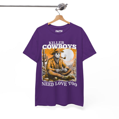 Killer Cowboys Graphic Tee, Unisex Heavy Cotton T-Shirt for Casual Wear, Cowboy Lover Gift, Western Occasion Apparel