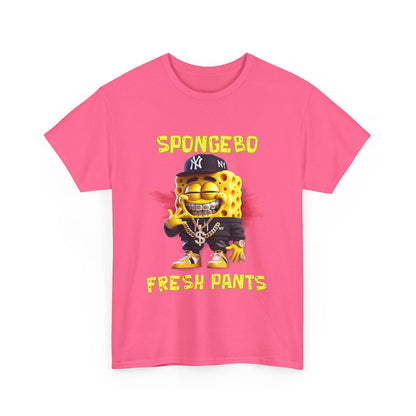 SpongeBo Fresh Pants Unisex Heavy Cotton Tee - Fun Graphic T-Shirt for Kids and Adults