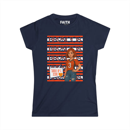 Broncos Spirit Women's Softstyle Tee - Cheer for Your Team, NFL Game Day Shirt, Sports Apparel, Football Fan T-Shirt, Casual Outfit