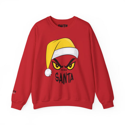 The Mean SANTA Sweatshirt -  Holiday Crewneck - Yellow