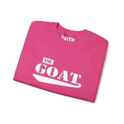 NEW FaithStyles Embroidery The GOAT Crewneck Sweatshirt – Bold White Graphic Pullover