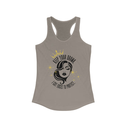 Empowering Women's Racerback Tank - Keep Your Drama, Fitness Apparel, Casual Wear, Gift for Her, Workout Top, Motivational Clothing