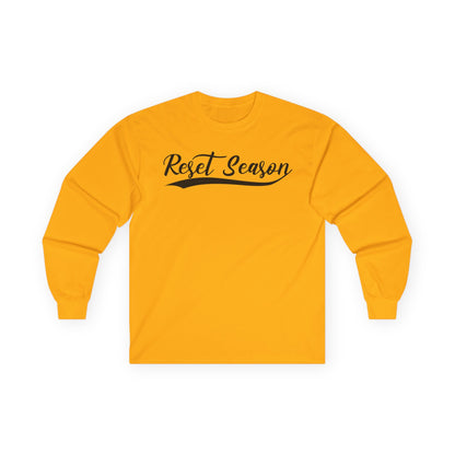 Long Sleeve Tee — "Reset Season" Script Graphic