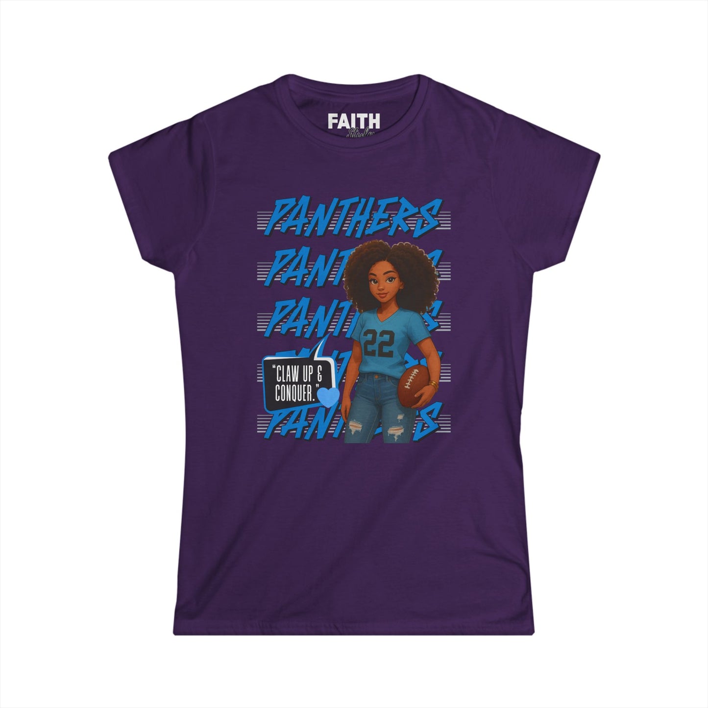 Panthers Cheer Women's Softstyle Tee, Cute Graphic Tee for Football Fans, Sportswear for Game Days and Events, Gift for Cheerleaders