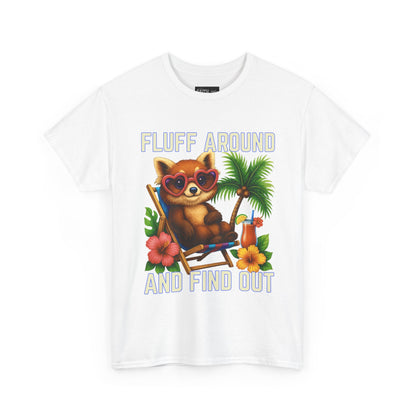 Tropical Cat Tee: Fluff Around and Find Out, Cute Graphic Shirt, Summer Outfit, Unisex Casual Wear, Gift for Animal Lovers