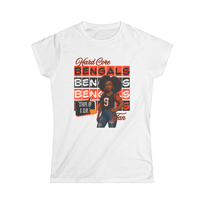 Hardcore Bengals Fan Women's Softstyle Tee, Game Day Shirt, Sports Apparel, Gift for Football Fans, Team Spirit Wear