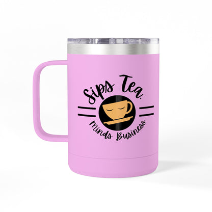 Coffee Lover's Tumbler with Sips Tea Design, Insulated Mug for Home, Travel, Gift for Coffee & Tea Lovers, Birthday, Office, Everyday Use
