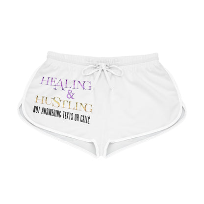 Healing & Hustling Women's Relaxed Shorts, Casual Lounge Shorts, Motivational Activewear, Summer Vacation Shorts, Gift for Entrepreneurs