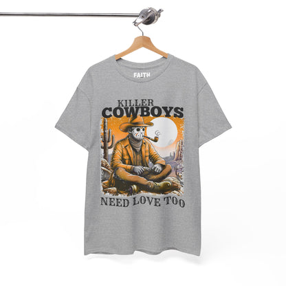 Killer Cowboys Graphic Tee, Unisex Heavy Cotton T-Shirt for Casual Wear, Cowboy Lover Gift, Western Occasion Apparel