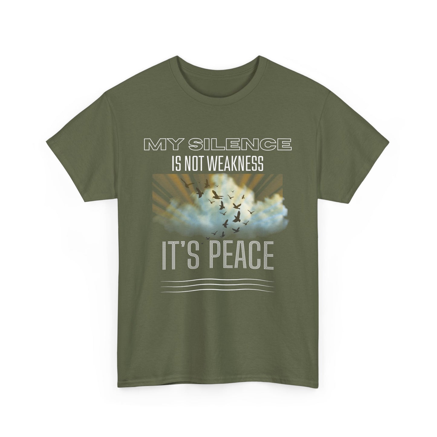 Male Heavy Cotton Tee - "My Silence is Not Weakness, It's Peace" - Inspirational Gift for Mindfulness, Self-Care, and Peace Lovers, [...]