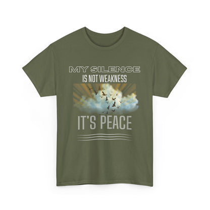 Male Heavy Cotton Tee - "My Silence is Not Weakness, It's Peace" - Inspirational Gift for Mindfulness, Self-Care, and Peace Lovers, [...]