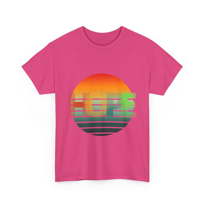 "HOPE" Sunset Vibes Unisex Cotton Tee, Summer T-Shirt, Gift for Him/Her, Casual Wear, Beach Day Outfit, Eco-Friendly Fashion