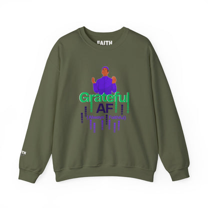 Male Grateful AF Unisex Crewneck Sweatshirt | Cozy Gift for Friends, Thanksgiving Apparel, Everyday Comfort, Gratitude Expression